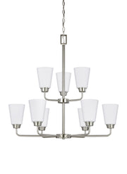 Generation Lighting 3115209EN3-962 Kerrville Nine Light Chandelier, Brushed Nickel Main Image.jpg