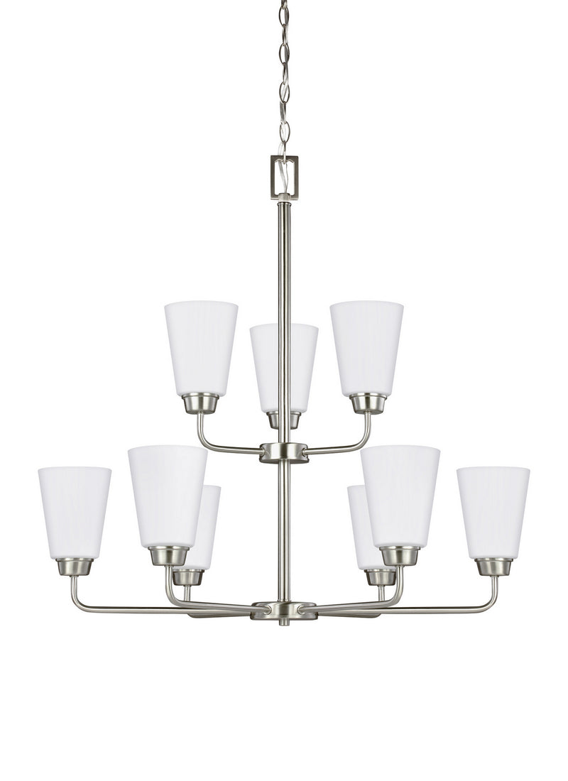 Generation Lighting 3115209EN3-962 Kerrville Nine Light Chandelier, Brushed Nickel Main Image.jpg