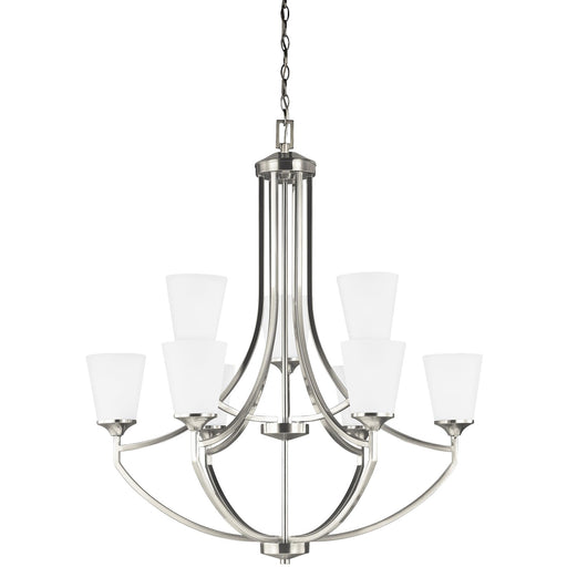 Generation Lighting 3124509EN3-962 Hanford Nine Light Chandelier, Brushed Nickel Main Image.jpg