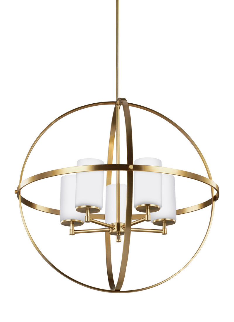 Generation Lighting 3124605-848 Alturas Five Light Chandelier, Satin Brass Main Image.jpg
