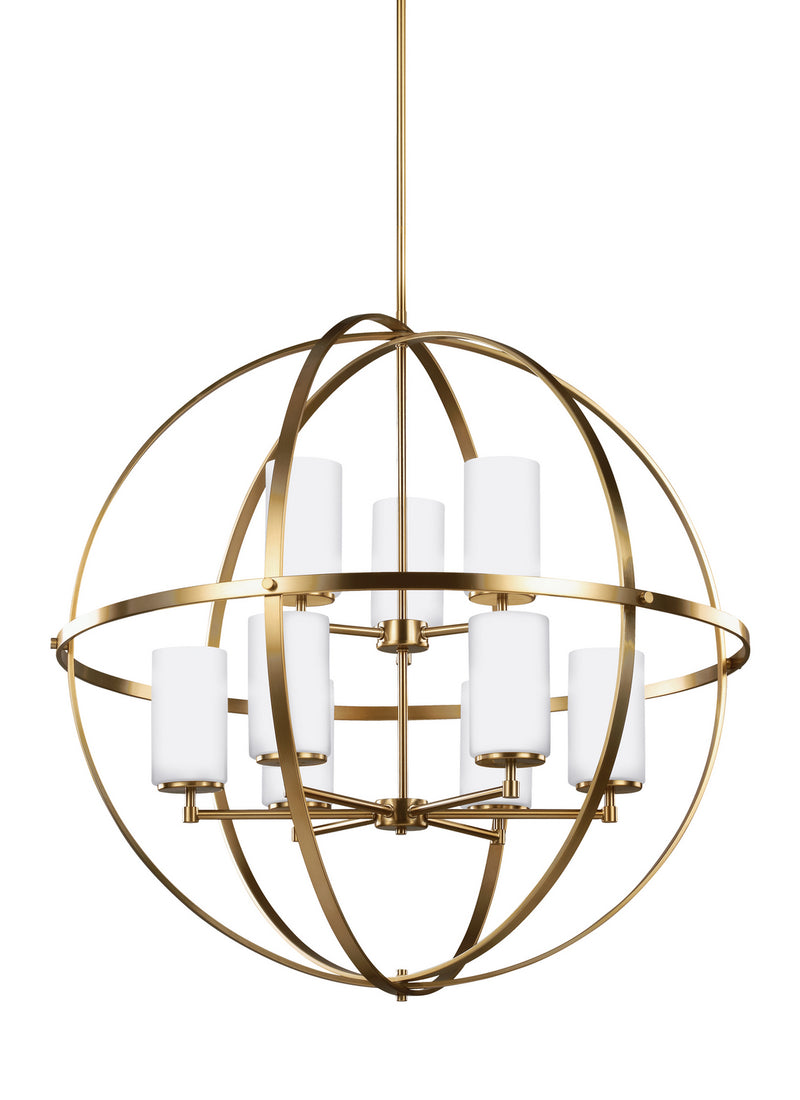 Generation Lighting 3124609-848 Alturas Nine Light Chandelier, Satin Brass Main Image.jpg
