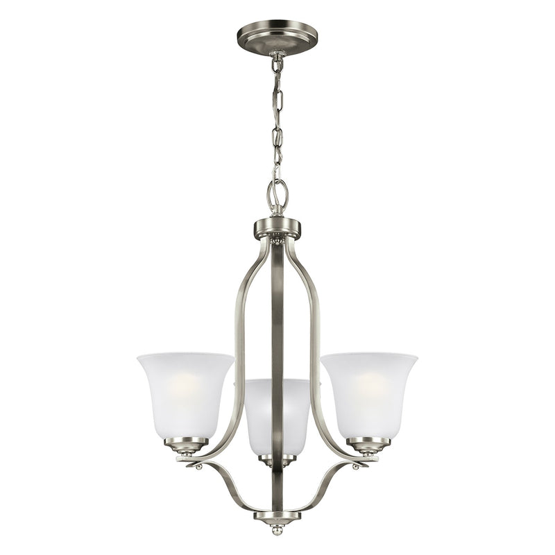 Generation Lighting 3139003EN3-962 Emmons Three Light Chandelier, Brushed Nickel Main Image.jpg