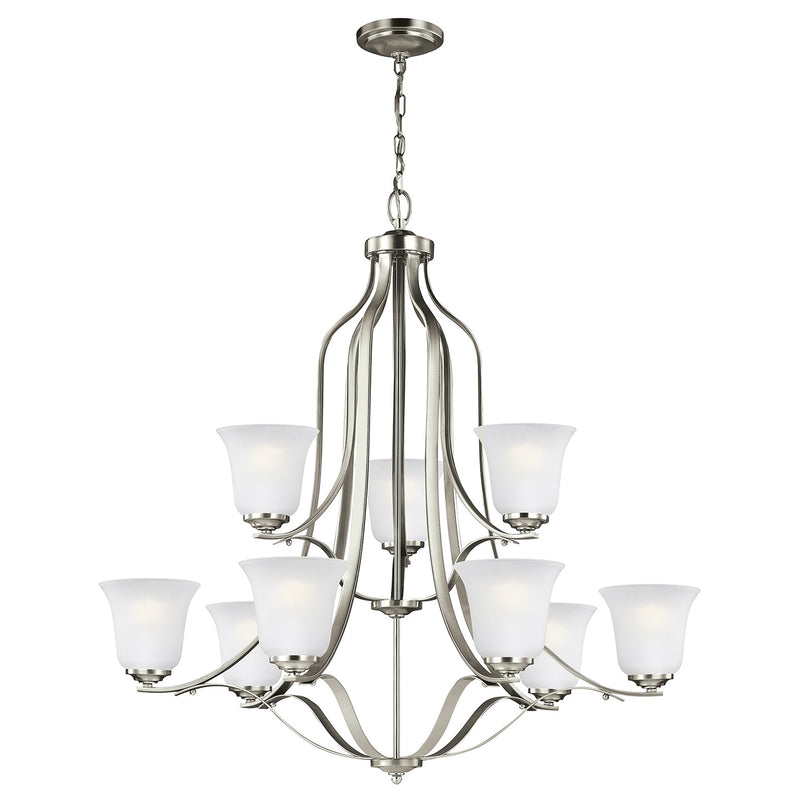 Generation Lighting 3139009-962 Emmons Nine Light Chandelier, Brushed Nickel Main Image.jpg