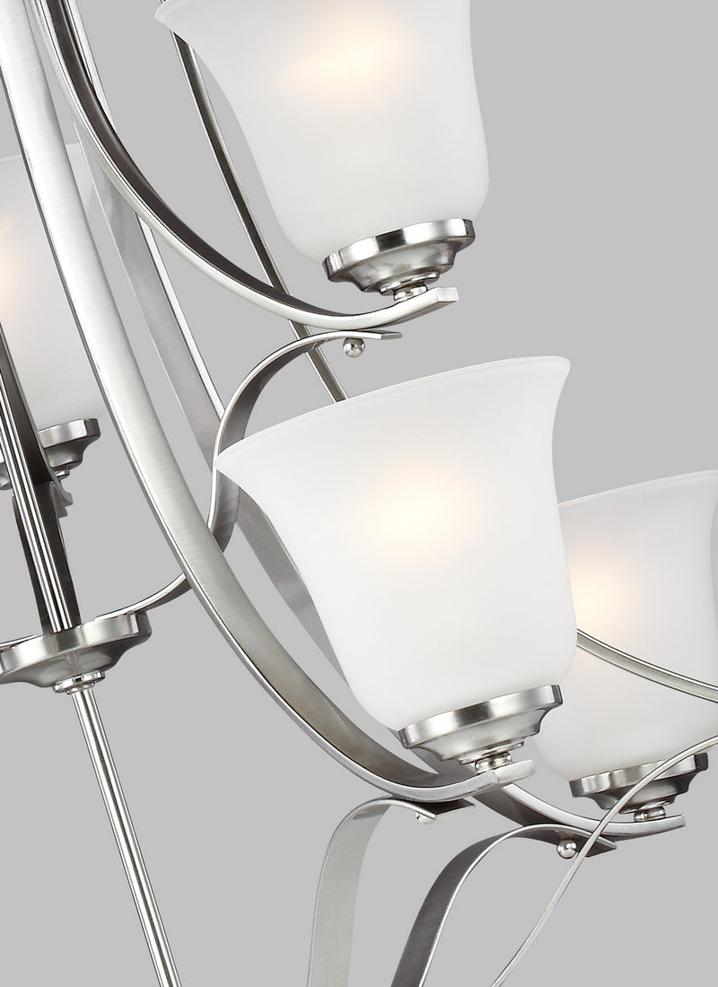Generation Lighting 3139009EN3-962 Emmons Nine Light Chandelier, Brushed Nickel Alternate Image.jpg