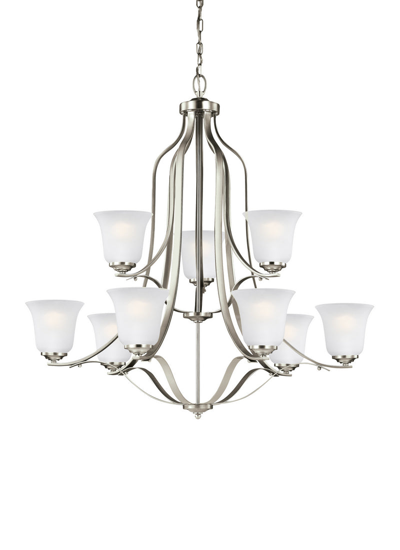 Generation Lighting 3139009EN3-962 Emmons Nine Light Chandelier, Brushed Nickel Main Image.jpg