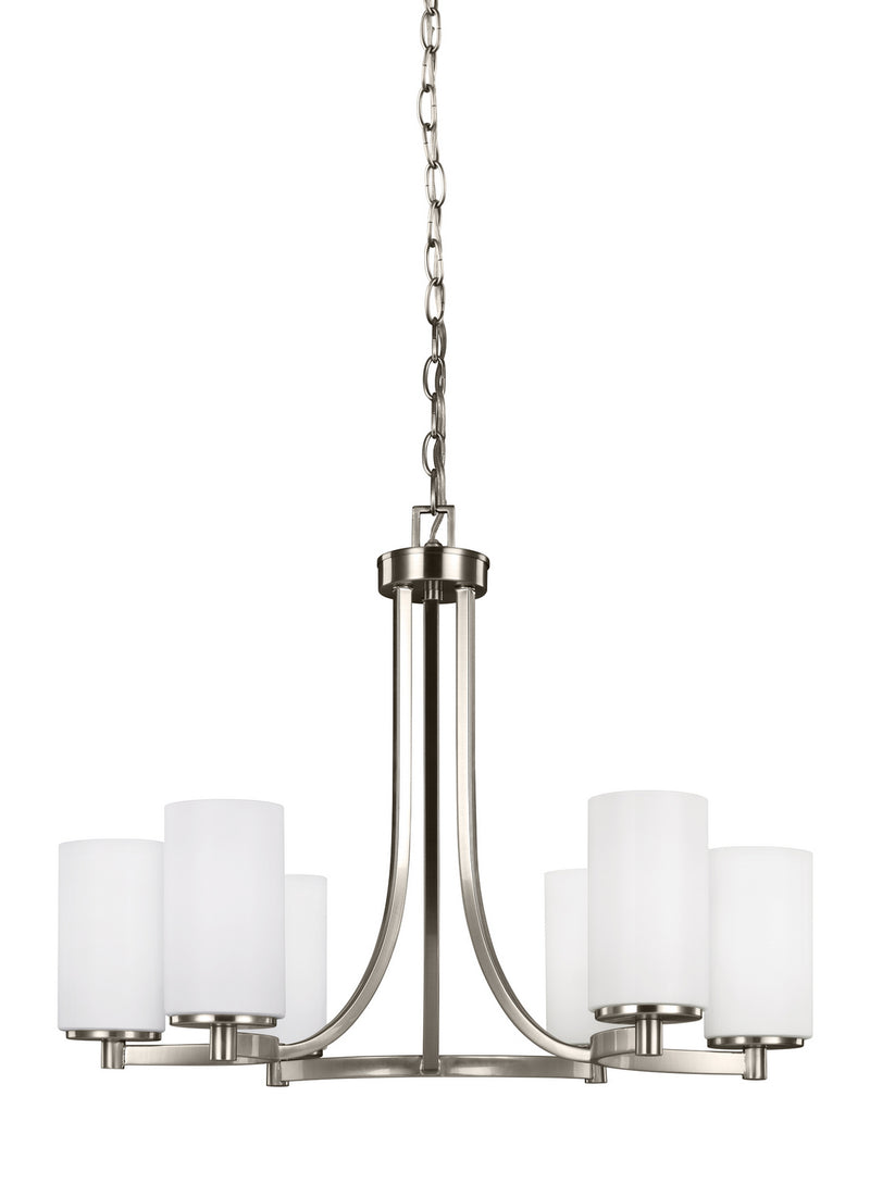 Generation Lighting 3139106-962 Hettinger Six Light Chandelier, Brushed Nickel Main Image.jpg