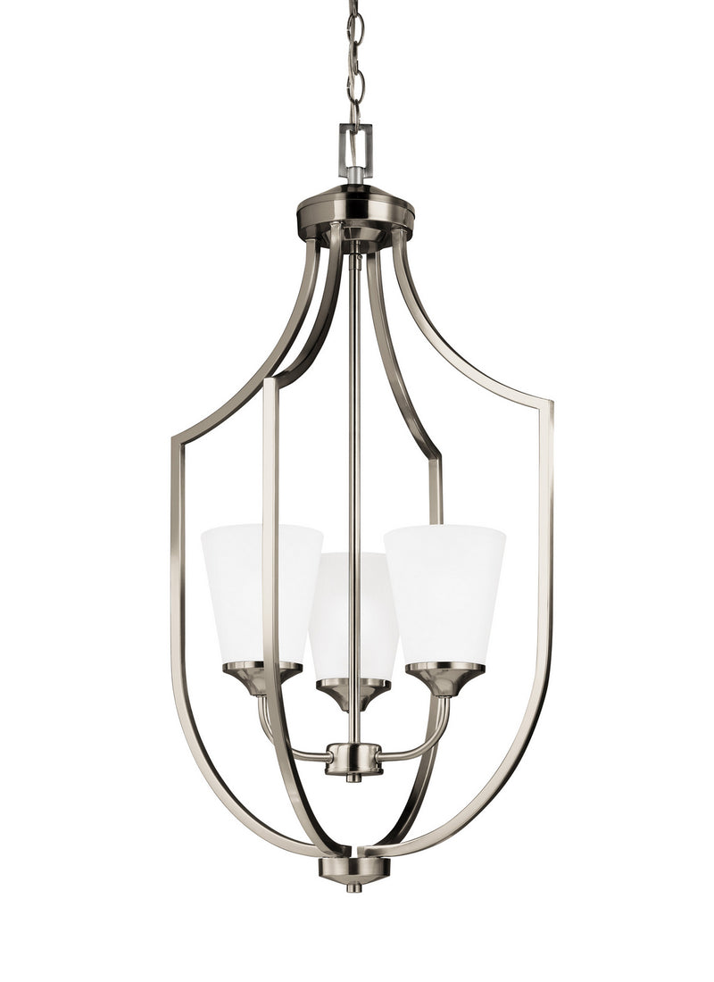 Generation Lighting 5224503EN3-962 Hanford Three Light Hall / Foyer Pendant, Brushed Nickel Main Image.jpg