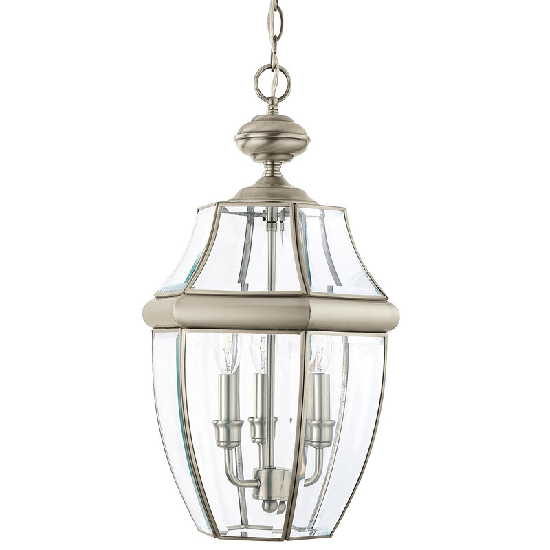 Generation Lighting 6039EN-965 Lancaster Three Light Outdoor Pendant, Antique Brushed Nickel Main Image.jpg