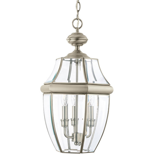 Generation Lighting 6039EN-965 Lancaster Three Light Outdoor Pendant, Antique Brushed Nickel Main Image.jpg