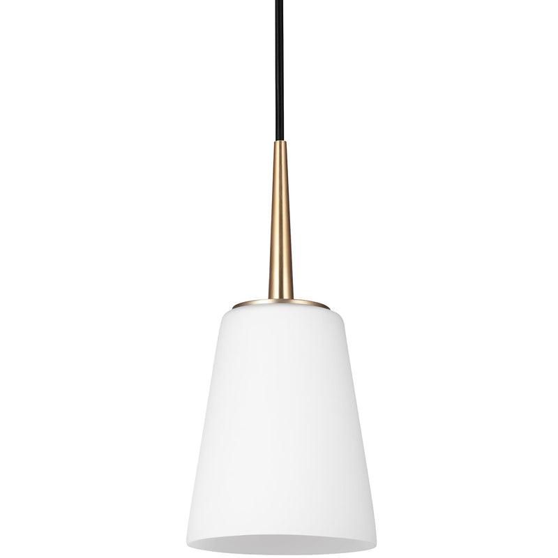 Generation Lighting 6140401EN3-848 Driscoll One Light Mini-Pendant, Satin Brass Main Image.jpg