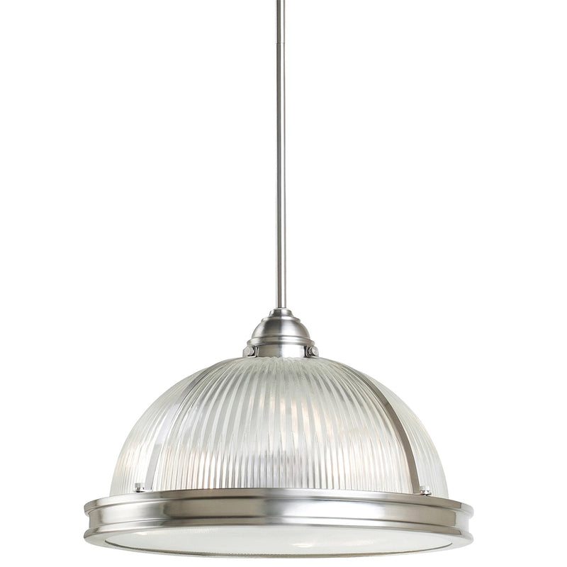 Generation Lighting 65062EN3-962 Pratt Street Prismatic Three Light Pendant, Brushed Nickel Main Image.jpg