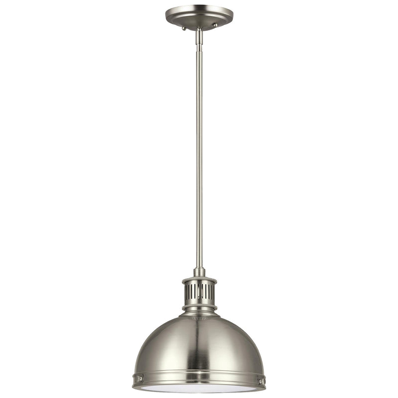Generation Lighting 65085EN3-962 Pratt Street Metal One Light Pendant, Brushed Nickel Main Image.jpg