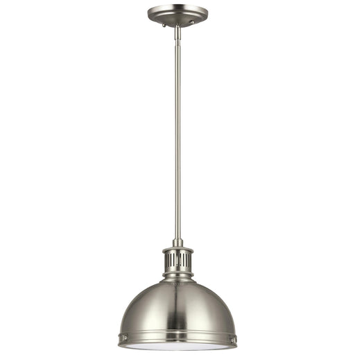 Generation Lighting 65085EN3-962 Pratt Street Metal One Light Pendant, Brushed Nickel Main Image.jpg