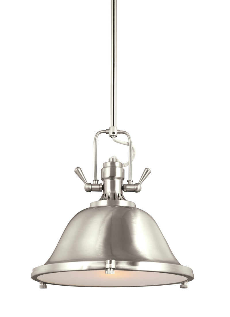 Generation Lighting 6514401EN3-962 Stone Street One Light Pendant, Brushed Nickel Main Image.jpg