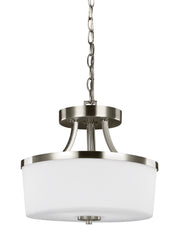 Generation Lighting 7739102-962 Hettinger Two Light Semi-Flush Convertible Pendant, Brushed Nickel Main Image.jpg
