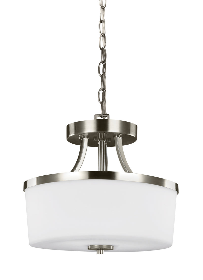 Generation Lighting 7739102-962 Hettinger Two Light Semi-Flush Convertible Pendant, Brushed Nickel Main Image.jpg