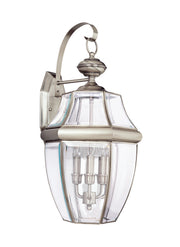 Generation Lighting 8040EN-965 Lancaster Three Light Outdoor Wall Lantern, Antique Brushed Nickel Main Image.jpg