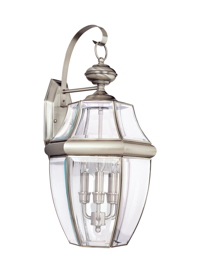 Generation Lighting 8040EN-965 Lancaster Three Light Outdoor Wall Lantern, Antique Brushed Nickel Main Image.jpg