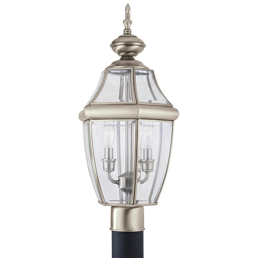 Generation Lighting 8229EN-965 Lancaster Two Light Outdoor Post Lantern, Antique Brushed Nickel Main Image.jpg