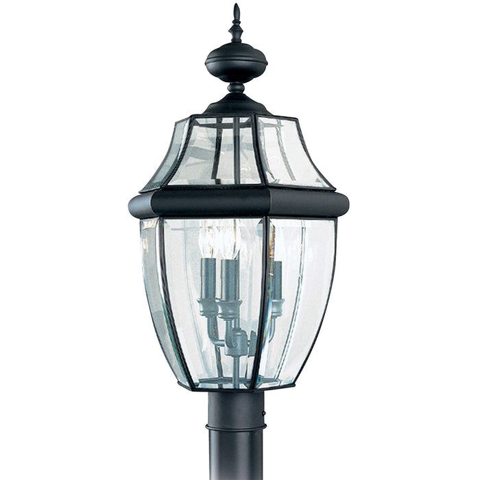 Generation Lighting 8239EN-12 Lancaster Three Light Outdoor Post Lantern, Black Main Image.jpg