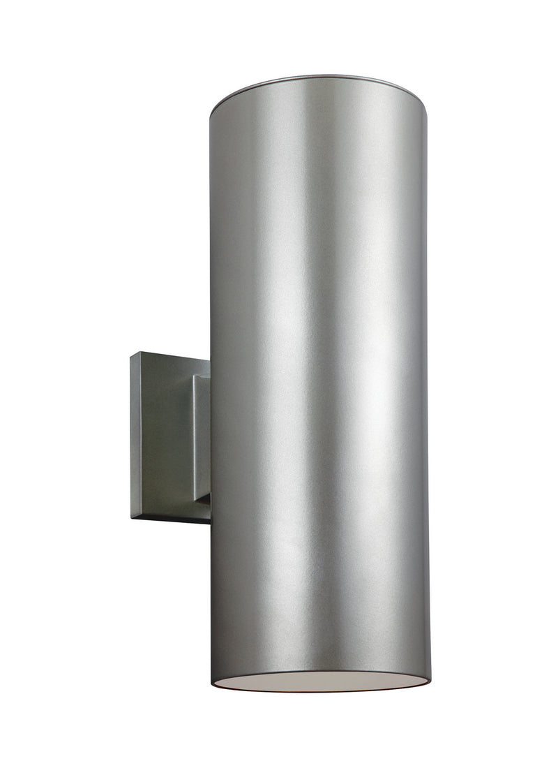 Visual Comfort Studio 8313802EN3-753 Outdoor Cylinders Two Light Outdoor Wall Lantern, Painted Brushed Nickel Main Image.jpg