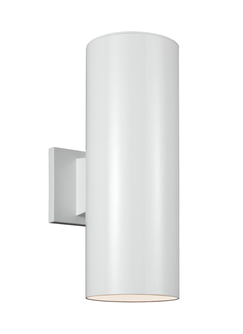 Visual Comfort Studio 8313902EN3-15 Outdoor Cylinders Two Light Outdoor Wall Lantern, White Main Image.jpg