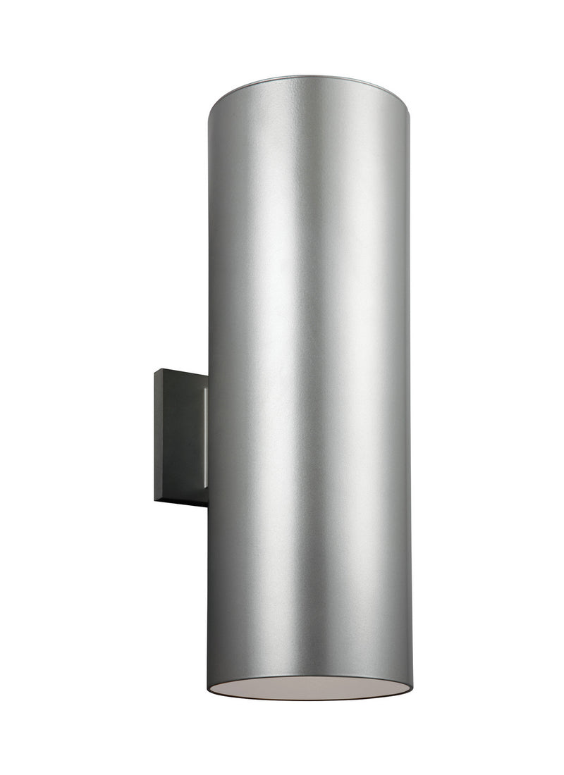 Visual Comfort Studio 8313902EN3-753 Outdoor Cylinders Two Light Outdoor Wall Lantern, Painted Brushed Nickel Main Image.jpg