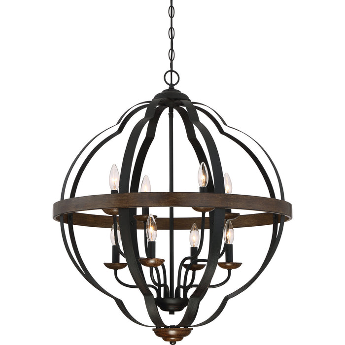 Quoizel SRN5208MK Siren Eight Light Foyer Pendant, Marcado Black Main Image.jpg