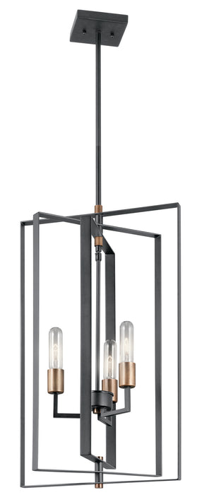Kichler 43983BK Three Light Foyer Pendant, Black