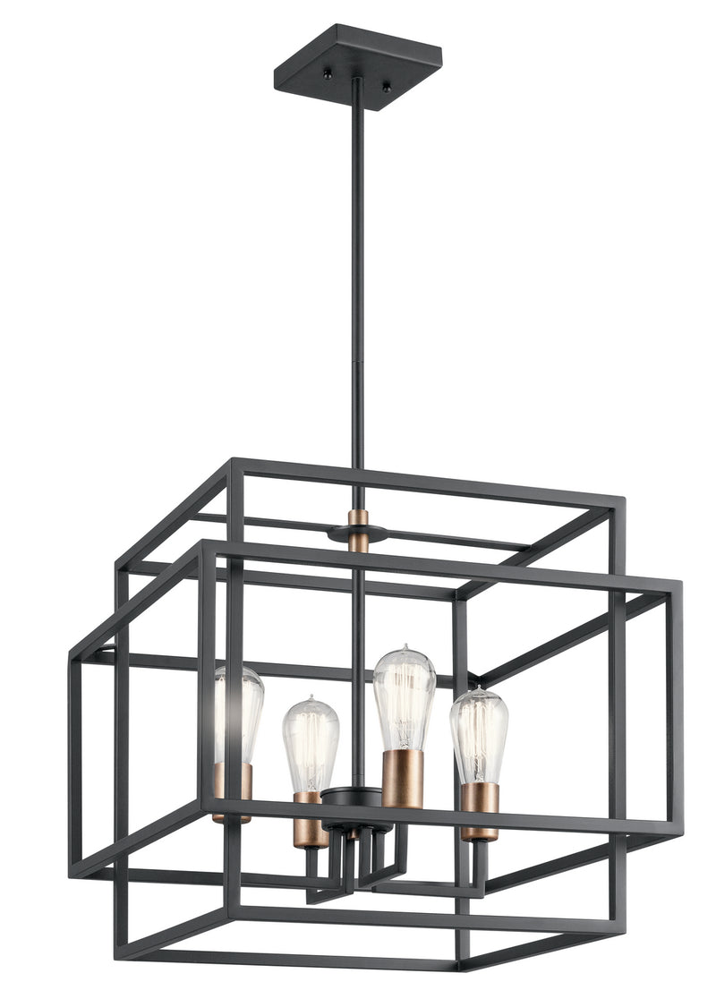 Kichler 43984BK Four Light Pendant, Black