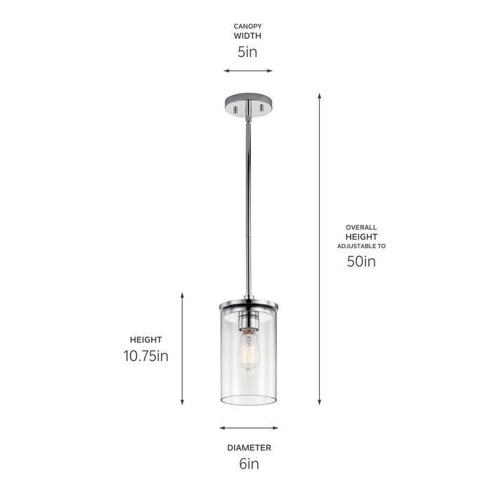 Kichler 43996CH One Light Mini Pendant, Chrome (2)