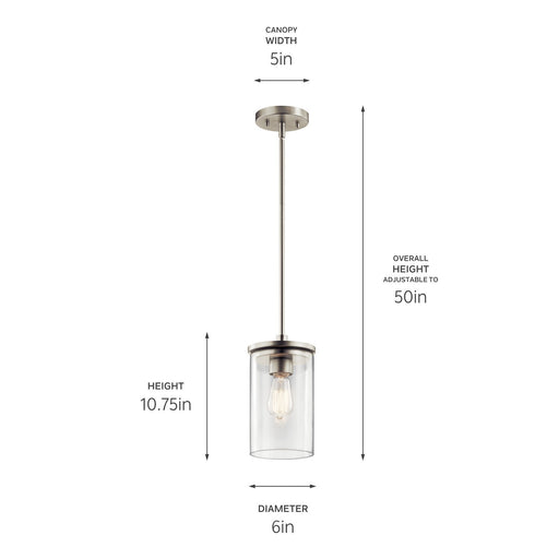 Kichler 43996NI One Light Mini Pendant, Brushed Nickel (2)
