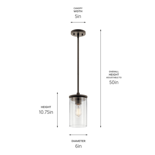 Kichler 43996OZ One Light Mini Pendant, Olde Bronze (2)