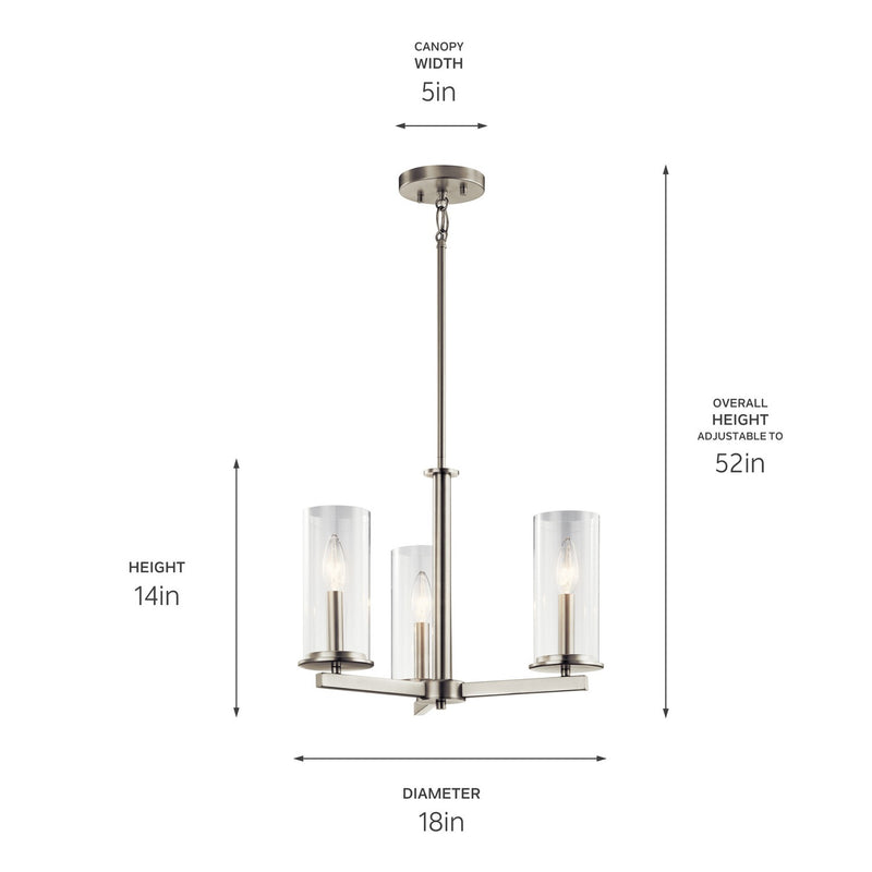 Kichler 43997NI Three Light Chandelier/Semi Flush, Brushed Nickel (3)