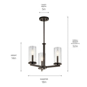 Kichler 43997OZ Three Light Chandelier/Semi Flush, Olde Bronze (2)