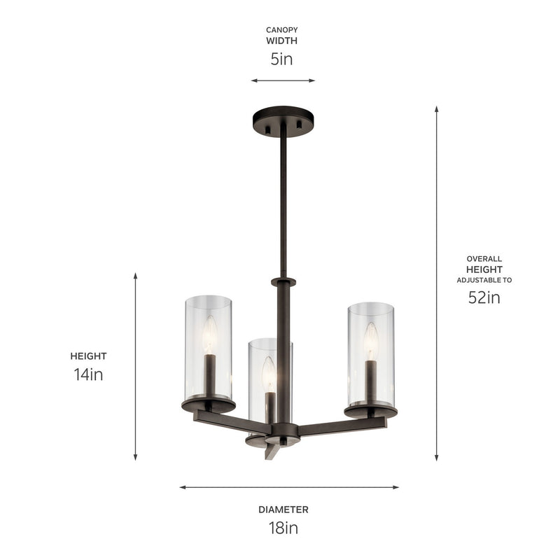Kichler 43997OZ Three Light Chandelier/Semi Flush, Olde Bronze (2)