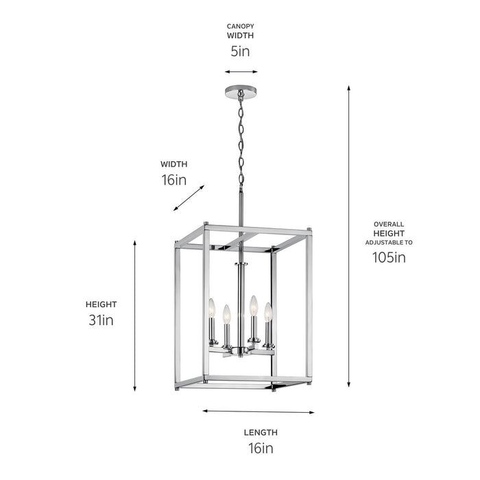 Kichler 43998CH Four Light Foyer Pendant, Chrome (2)