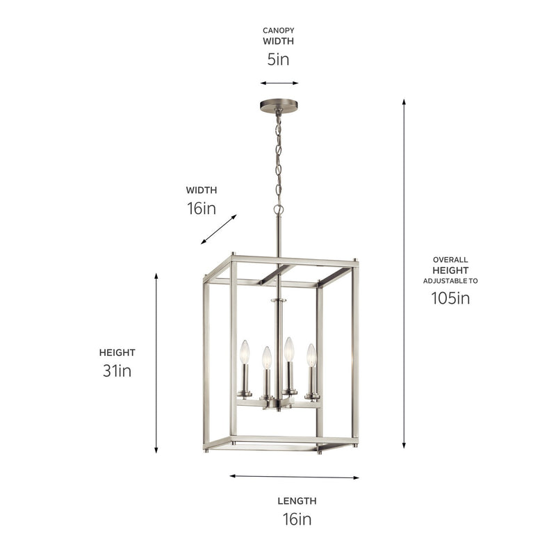 Kichler 43998NI Four Light Foyer Pendant, Brushed Nickel (2)