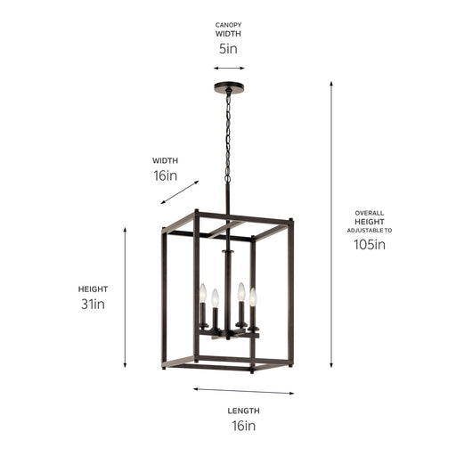 Kichler 43998OZ Four Light Foyer Pendant, Olde Bronze (2)