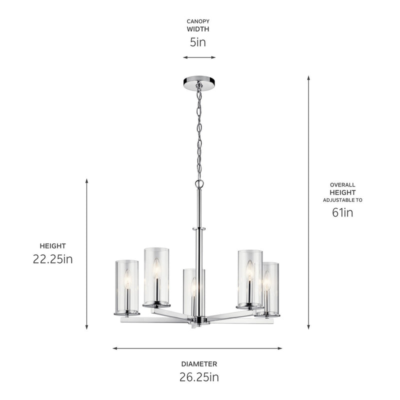 Kichler 43999CH Five Light Chandelier, Chrome (2)