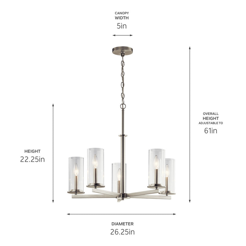 Kichler 43999NI Five Light Chandelier, Brushed Nickel (3)