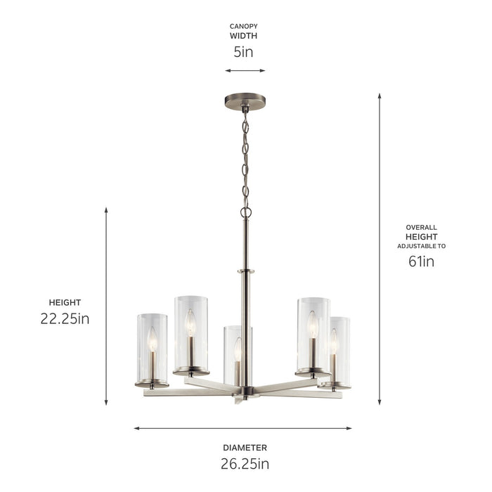 Kichler 43999NI Five Light Chandelier, Brushed Nickel (3)