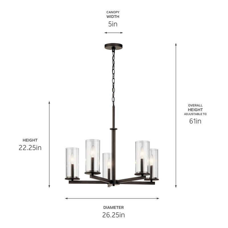 Kichler 43999OZ Five Light Chandelier, Olde Bronze (2)