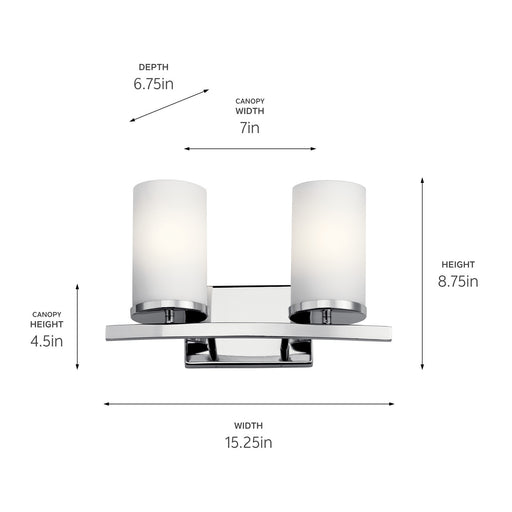 Kichler 45496CH Two Light Bath, Chrome (2)