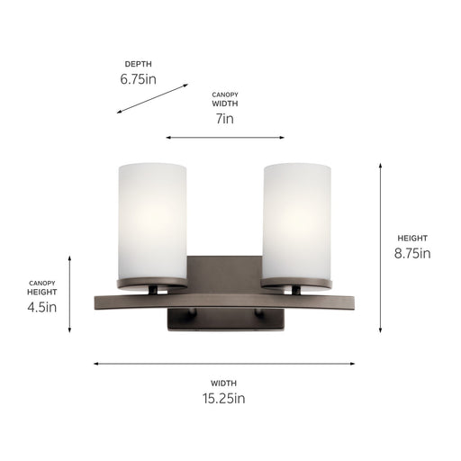 Kichler 45496OZ Two Light Bath, Olde Bronze (2)