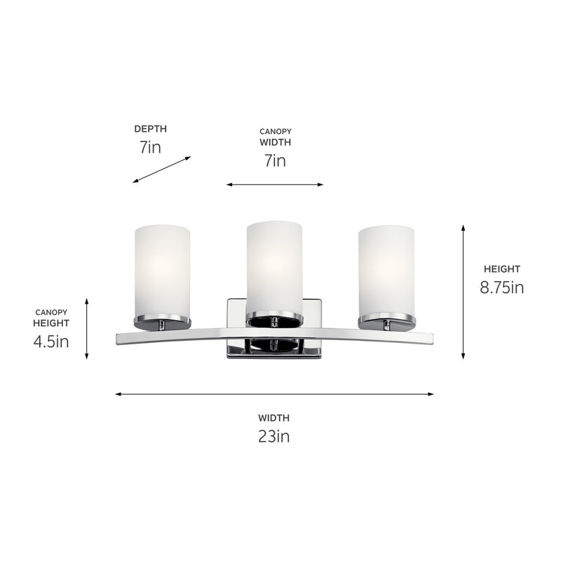 Kichler 45497CH Three Light Bath, Chrome (2)