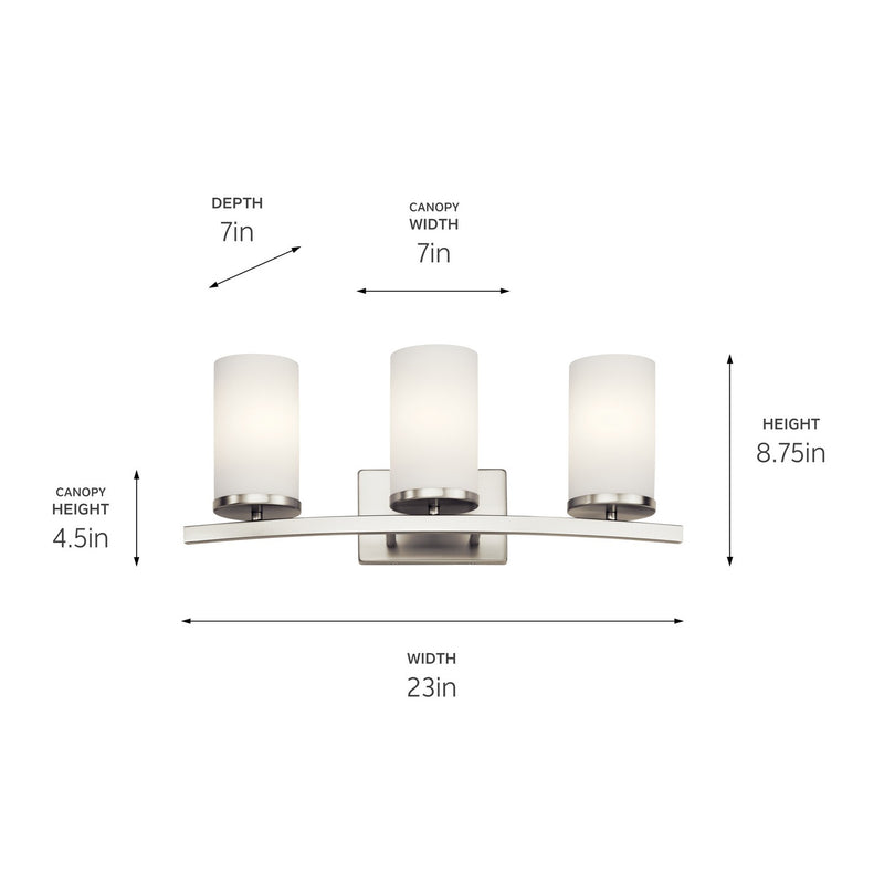 Kichler 45497NI Three Light Bath, Brushed Nickel (2)