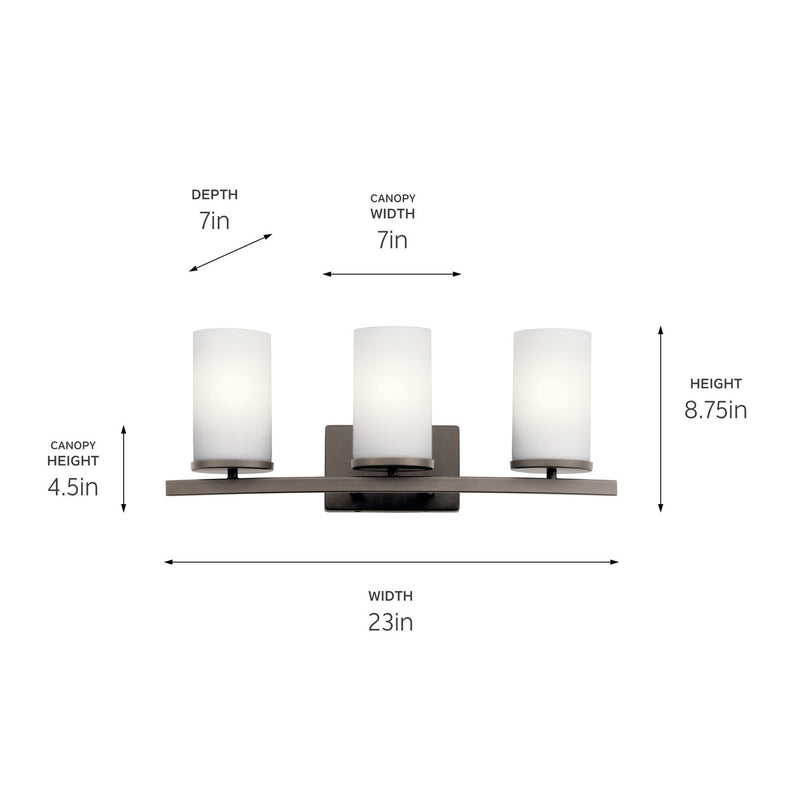 Kichler 45497OZ Three Light Bath, Olde Bronze (2)