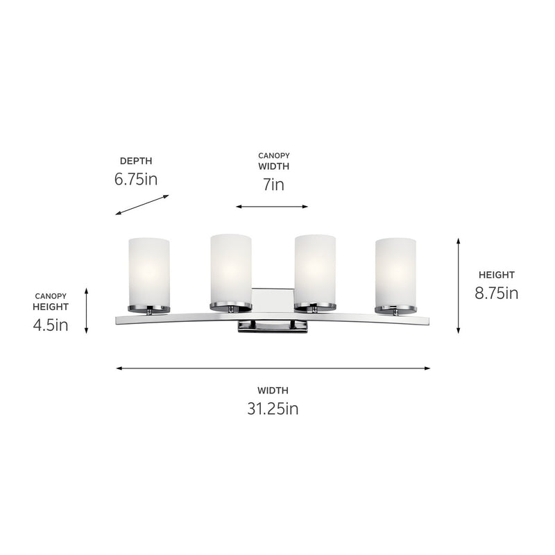 Kichler 45498CH Four Light Bath, Chrome (2)