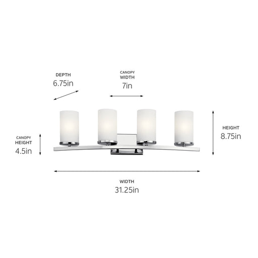 Kichler 45498CH Four Light Bath, Chrome (2)